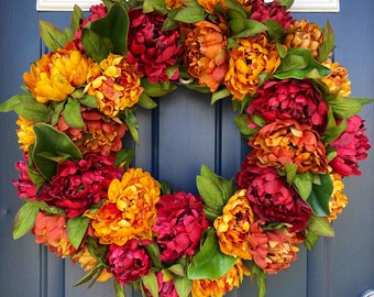 Fall Wreath, Best Seller, Farmhouse, Wreath,Boxwood, Peony, Lambs Ear Wreath, Fall Wreath, All Season,, Fall Berry Wreath  Door,Hydrangea