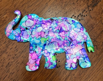 Recycled elephant ornament, repurposed aluminum can, recycled gift