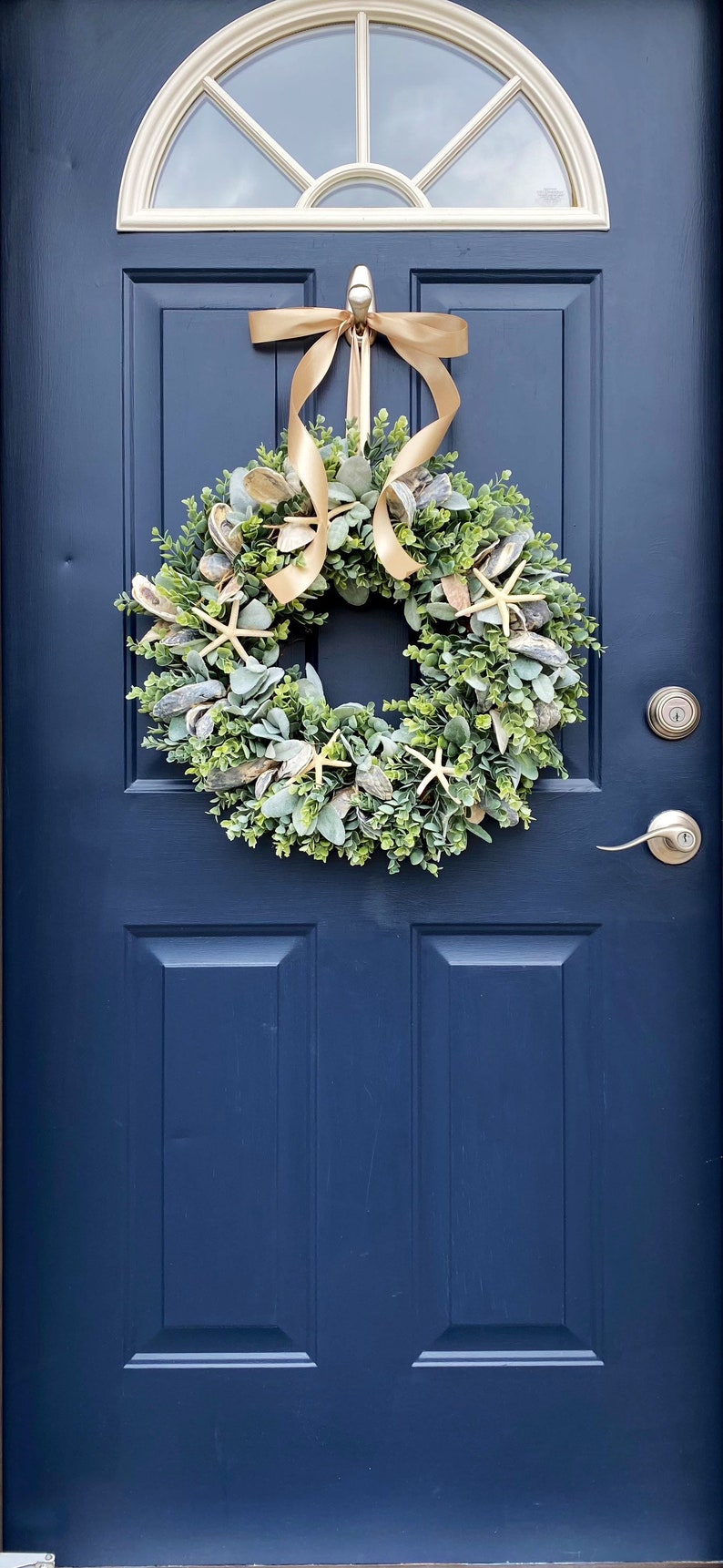 Coastal Wreath for Front Door, Oyster Shell Wreath, Sea Shell Wreath, Beach Decor, Beach Wreath, Nautical Wreath, Starfish, Ocean image 8