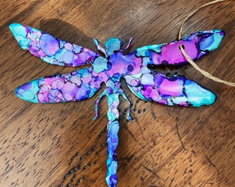 Recycled dragonfly ornament, repurposed aluminum can, recycled gift