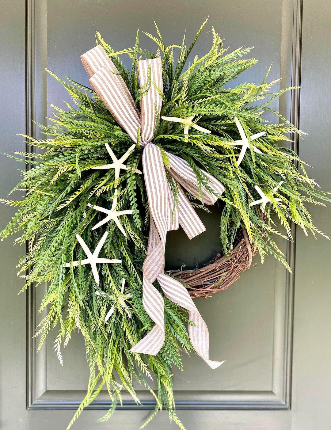Coastal Wreath for Front Door, Starfish Wreath, Swag, Beach House ...