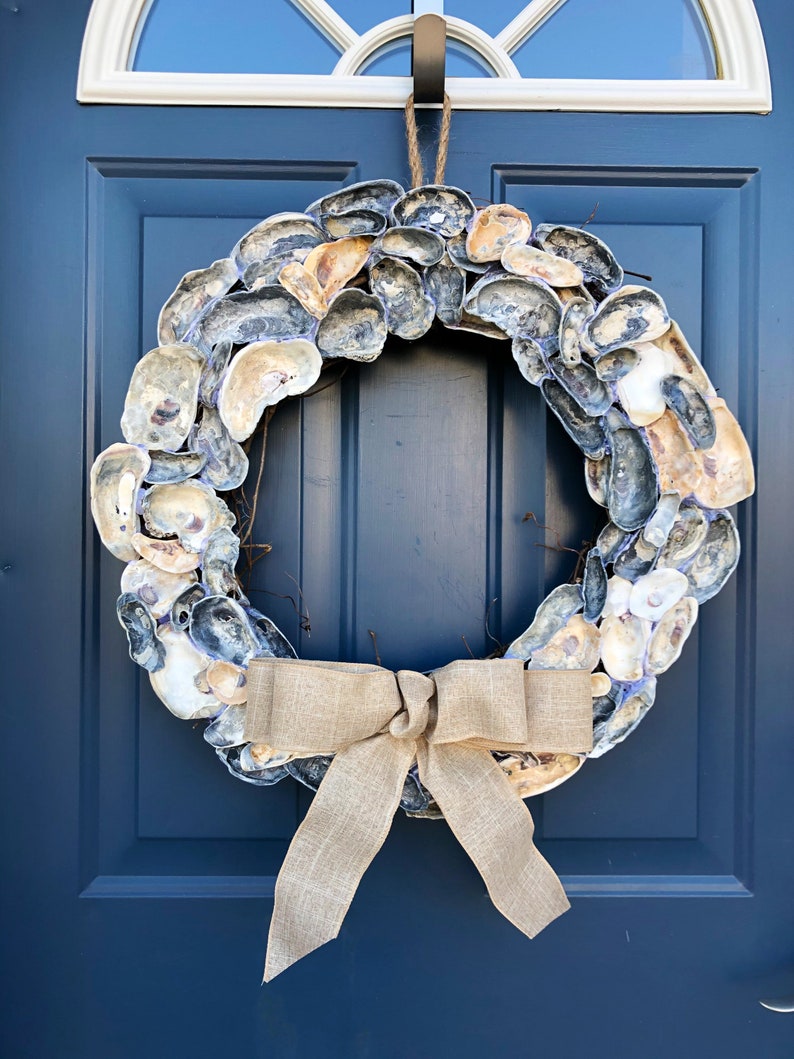 Nautical Wreath for Front Door Oyster Shell Wreath Shell | Etsy