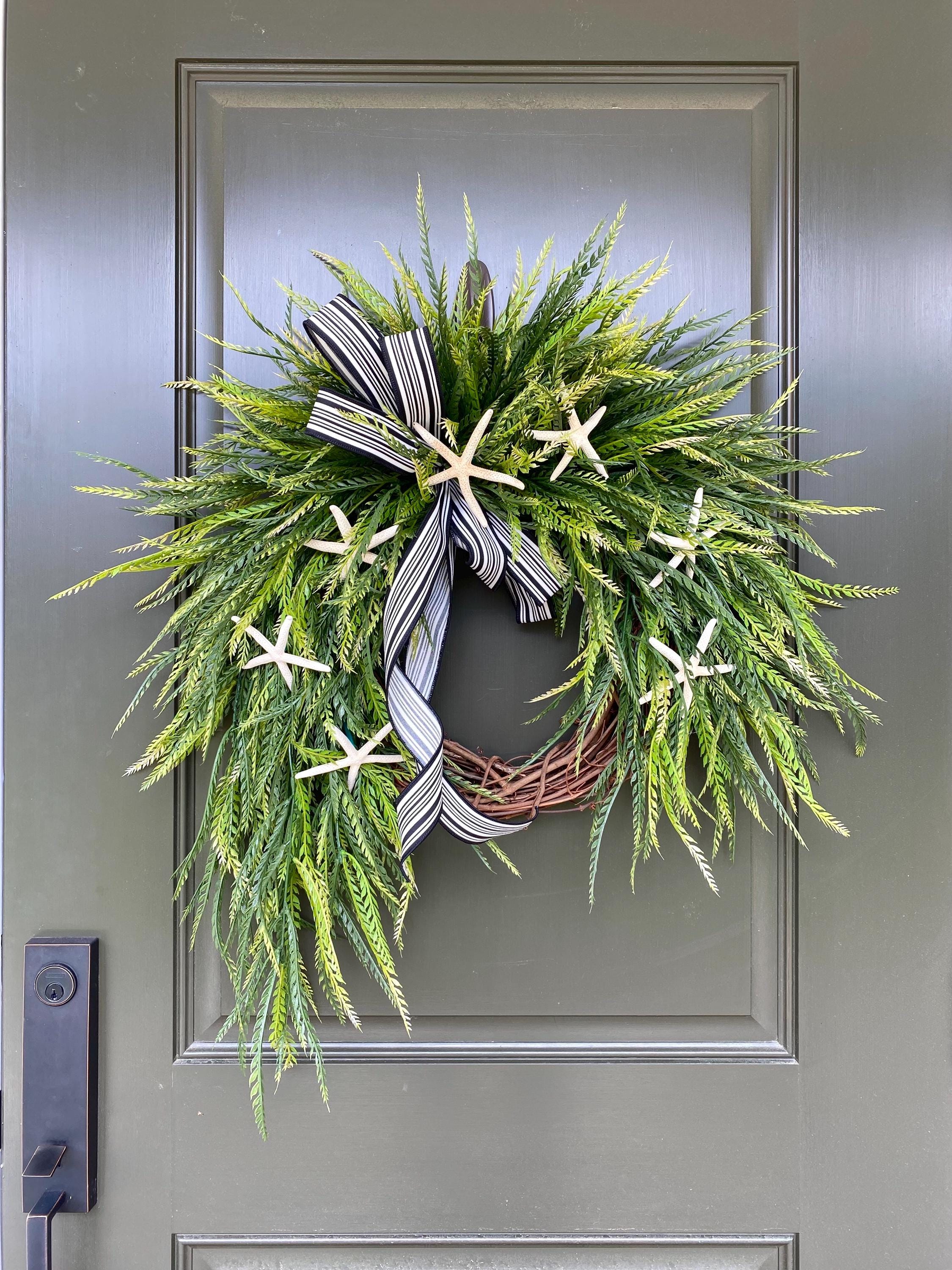 Starfish Wreath for Front Door, Beach House Wreath, Coastal Decor ...