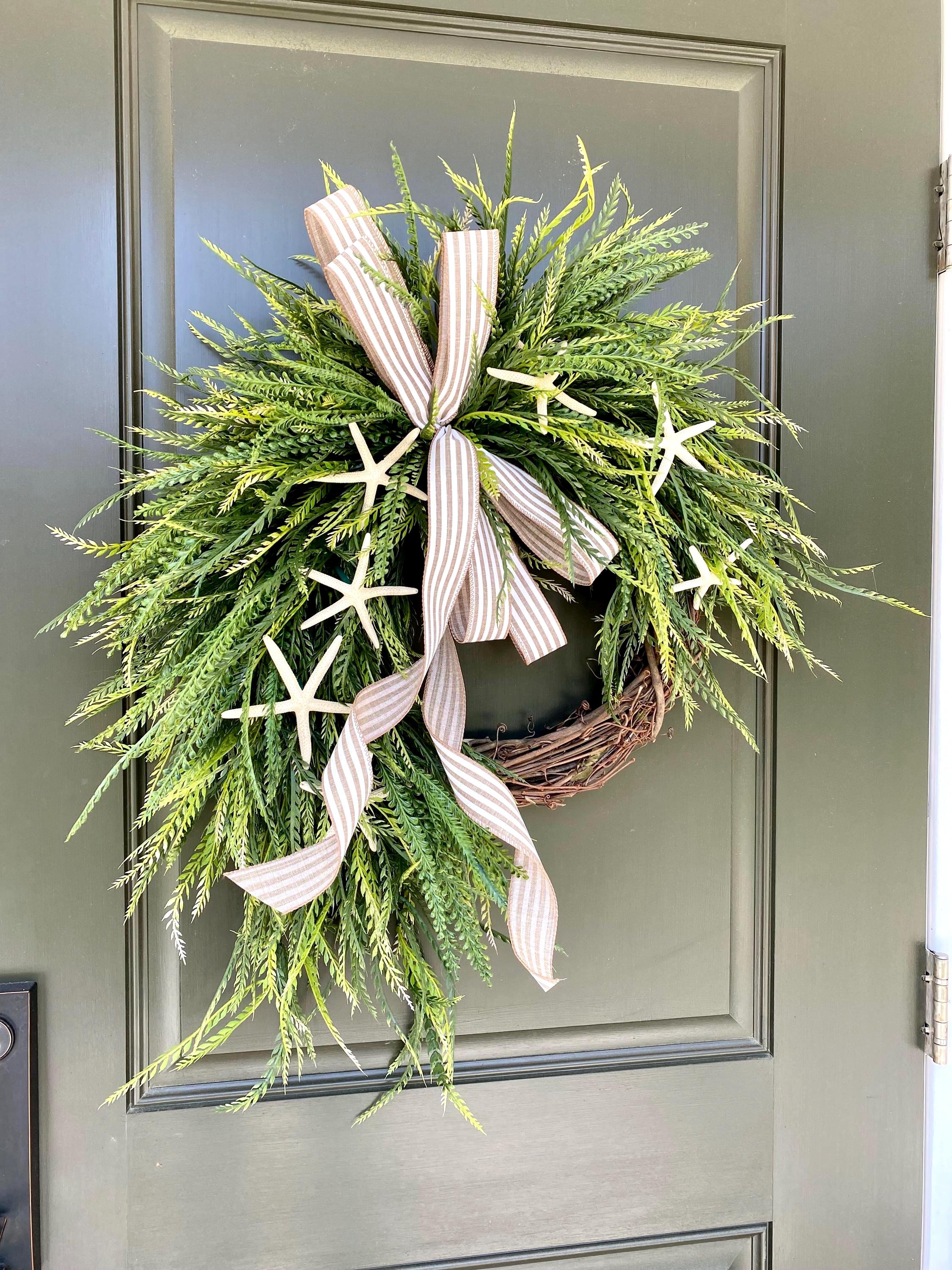 Coastal Wreath for Front Door, Starfish Wreath, Swag, Beach House ...