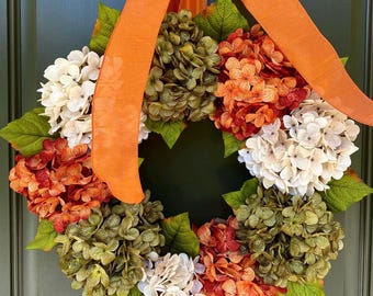 Fall Hydrangea Wreath: Farmhouse Front Door Decor