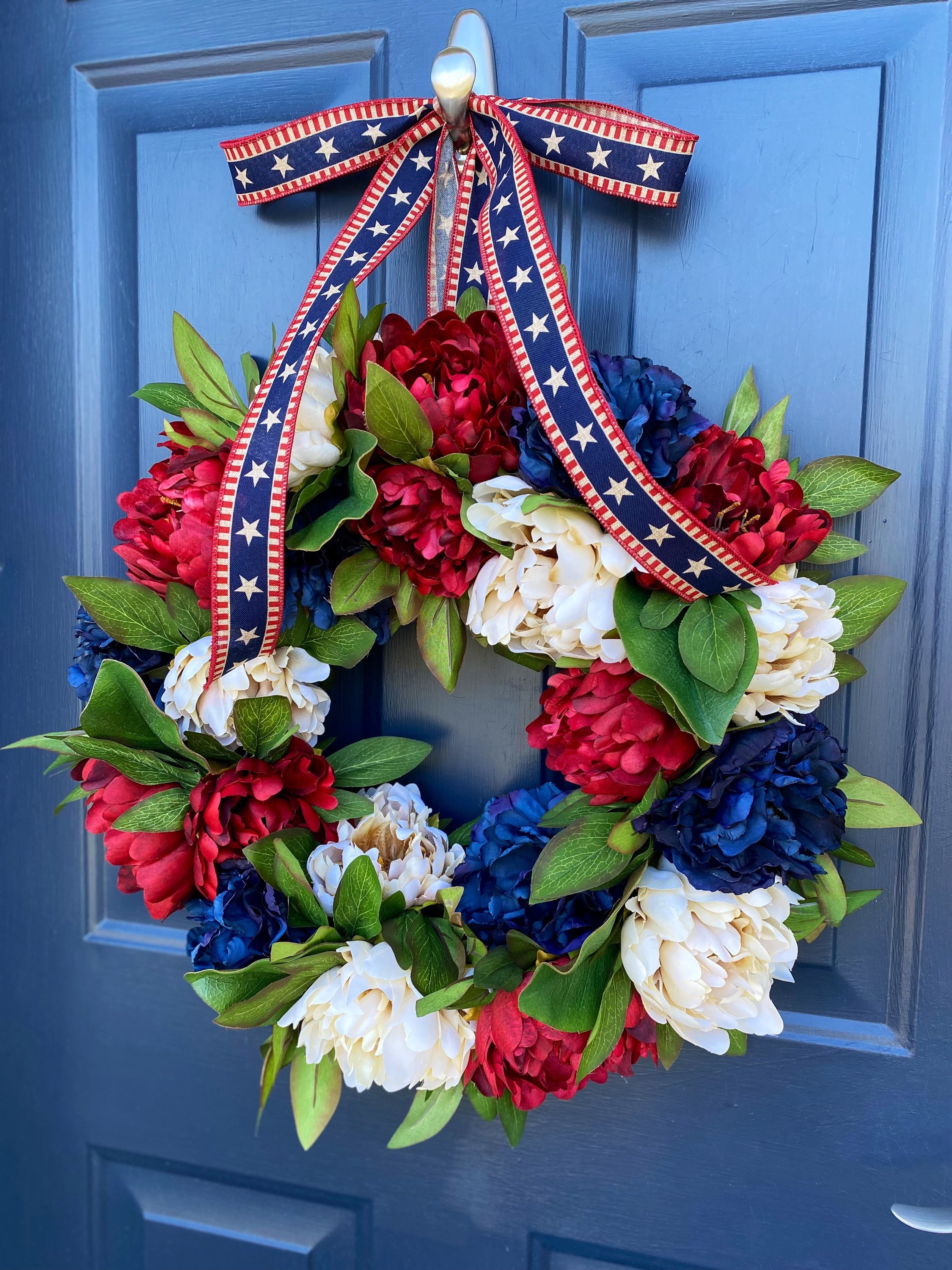 Patriotic Wreath for Front Door, Americana Front Door Wreath, Red White ...