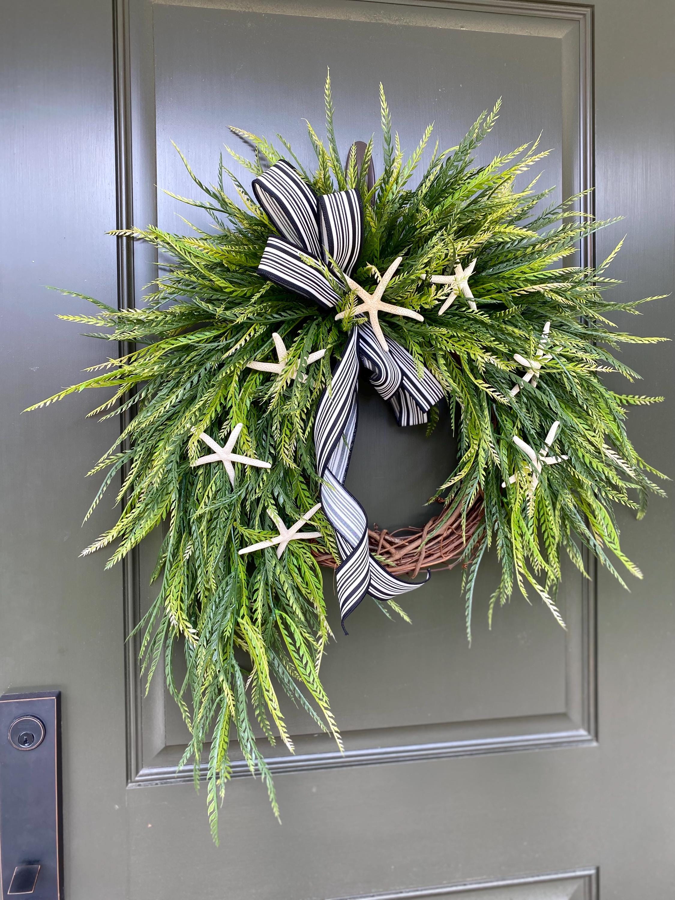 Starfish Wreath for Front Door, Beach House Wreath, Coastal Decor ...