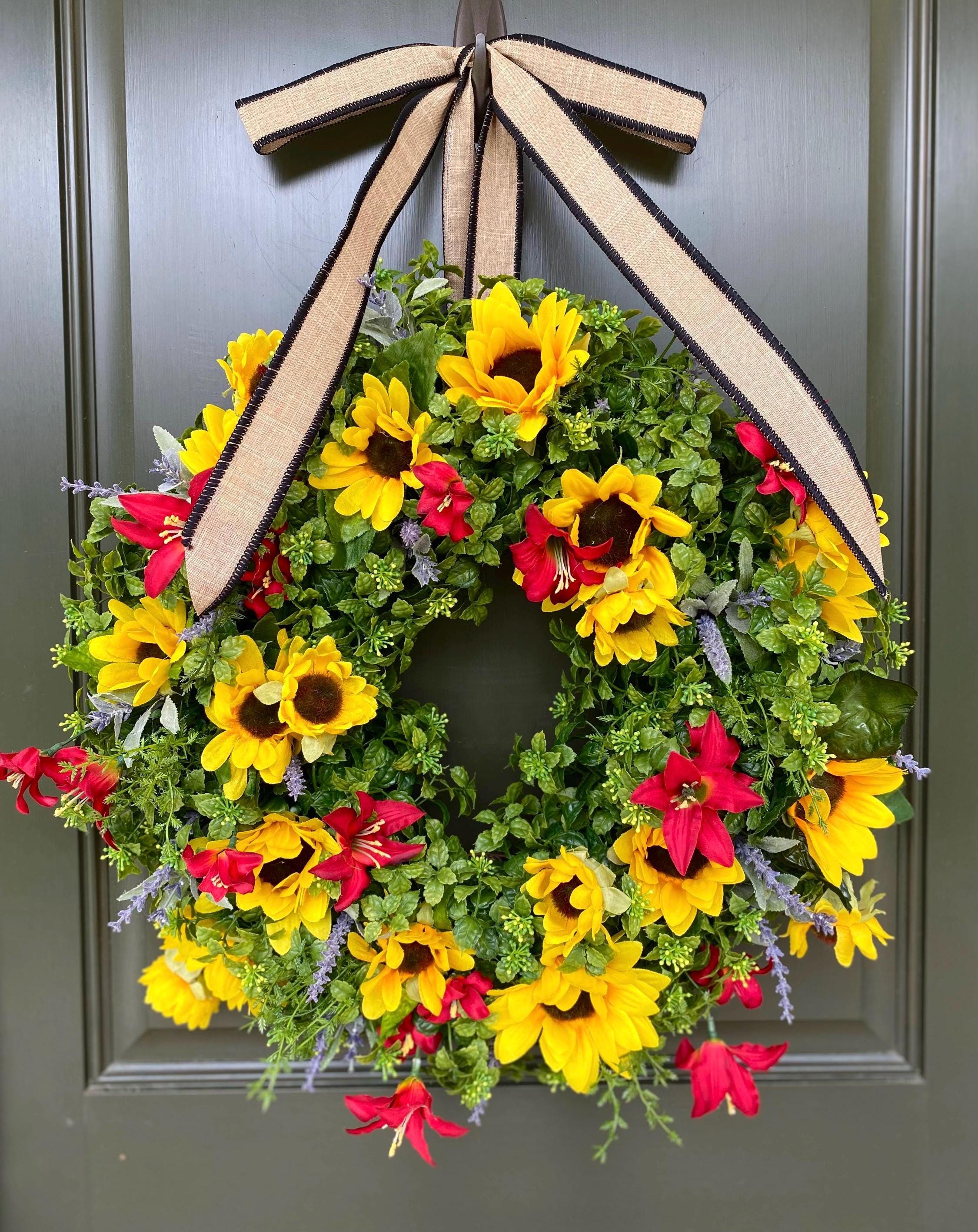 Summer Sunflower Wreath, Spring Sunflower Wreath, All Season Wreath, Year Round Wreath, Wreath for Front Door, Colorful Wreath