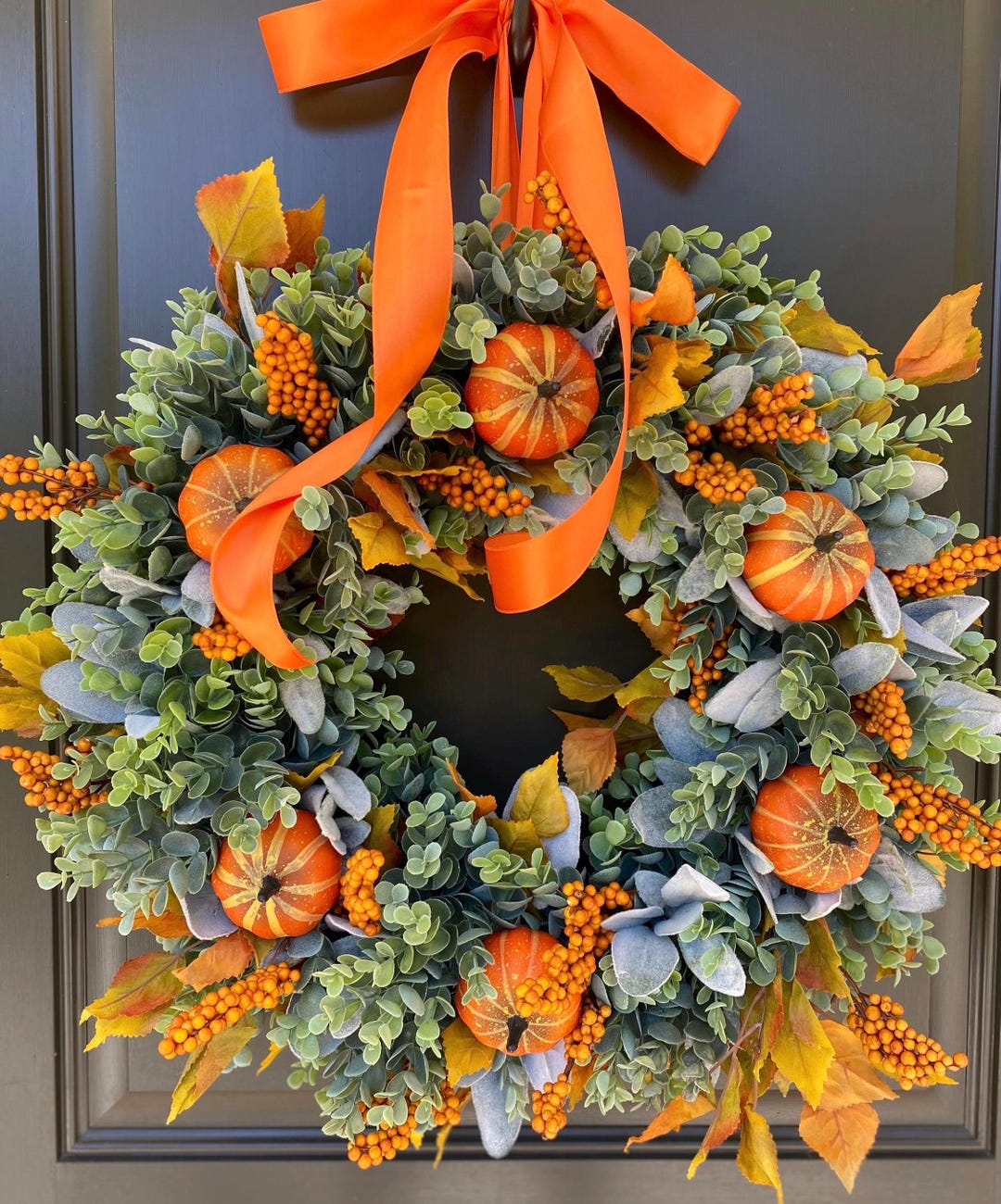 Fall Wreath for Front Door, Fall Wreath, NEW, Berry, Eucalyptus Wreath ...