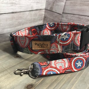 Avengers Dog Collar, Captain America, Iron Man, Hulk, Thor Avengers, Clip collar - Martingale - DigityDogCollars