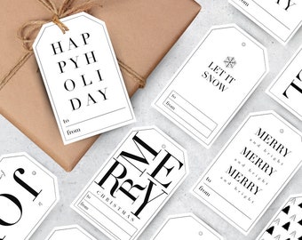 Minimalist Modern Holiday Gift Tags & Gift Labels | Set of 15 or 30 | Christmas Gift Tags | Christmas Gift Labels