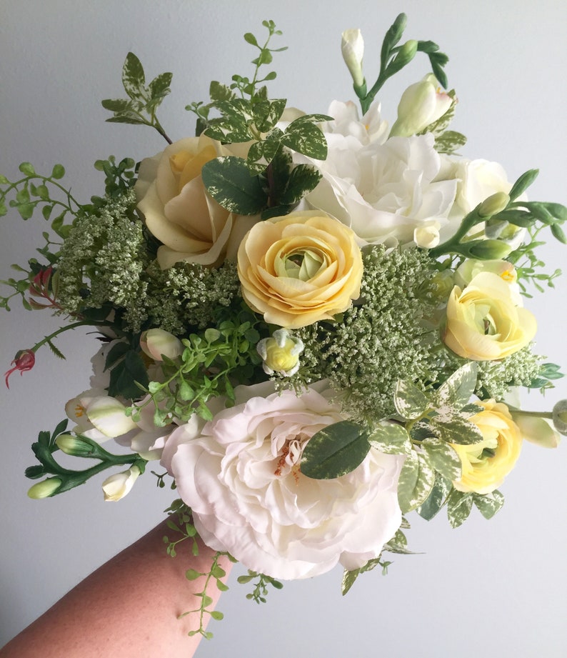 Silk Wedding Bouquet Yellow Bridal Bouquet Spring Bouquet Etsy