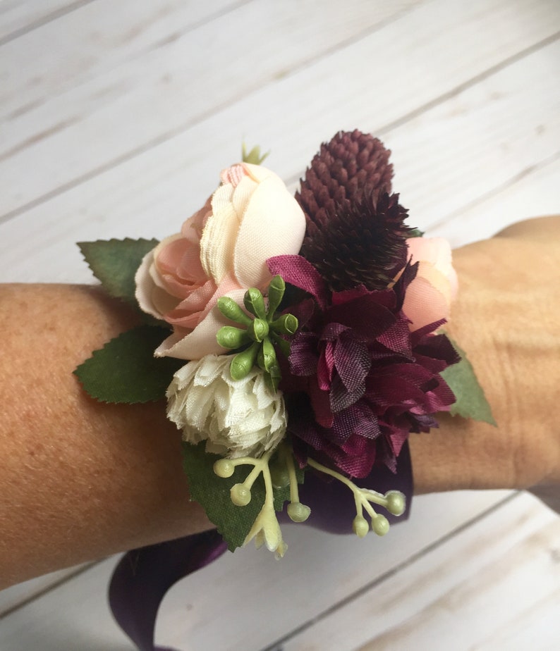 Fall Corsage Silk Wedding Corsage Floral Wrist Corsage Boho Etsy