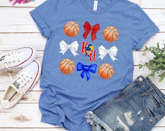 KU Jayhawks Basketball PNG: Watercolor Bows & Vintage Logo (Digital Download)