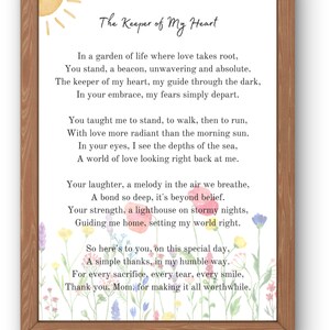 Mother&#39;s Day Wall Print, Mother&#39;s Day gift, Poem for Mom, Gift for Mom, Birthday gift for her