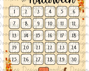 Halloween Countdown Calendar: Spooky Designs, Fun for Kids (Digital File)