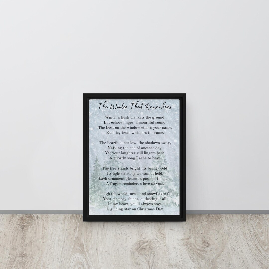 Poem Print: the Winter That Remembers, Loss and Remembrance
