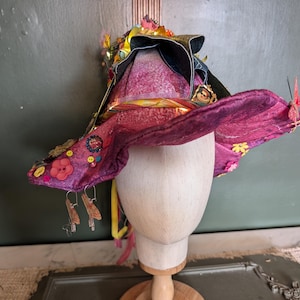 Bespoke hand adorned felted flower fairy spring)summer pixie hat