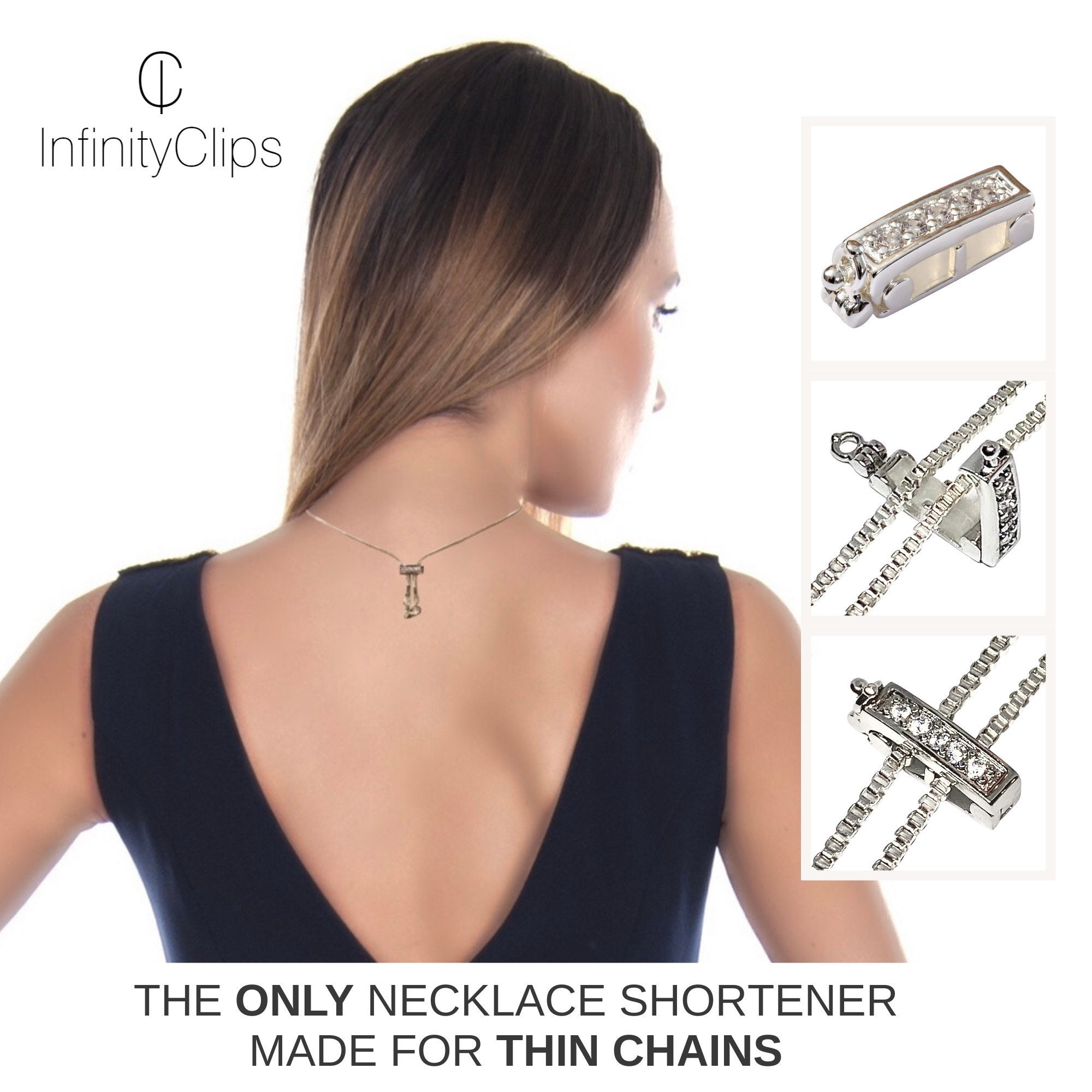 Infinity Clips 3 Piece Large Set Necklace Chain Shorteners W/ 