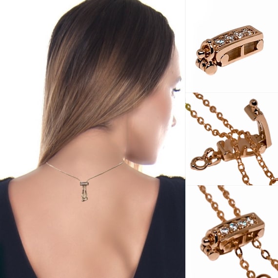 Infinity Clips Small Classic Rose Gold Necklace Shortener With Safety  Clasp, Chain Shortener, Clasp for Necklace 