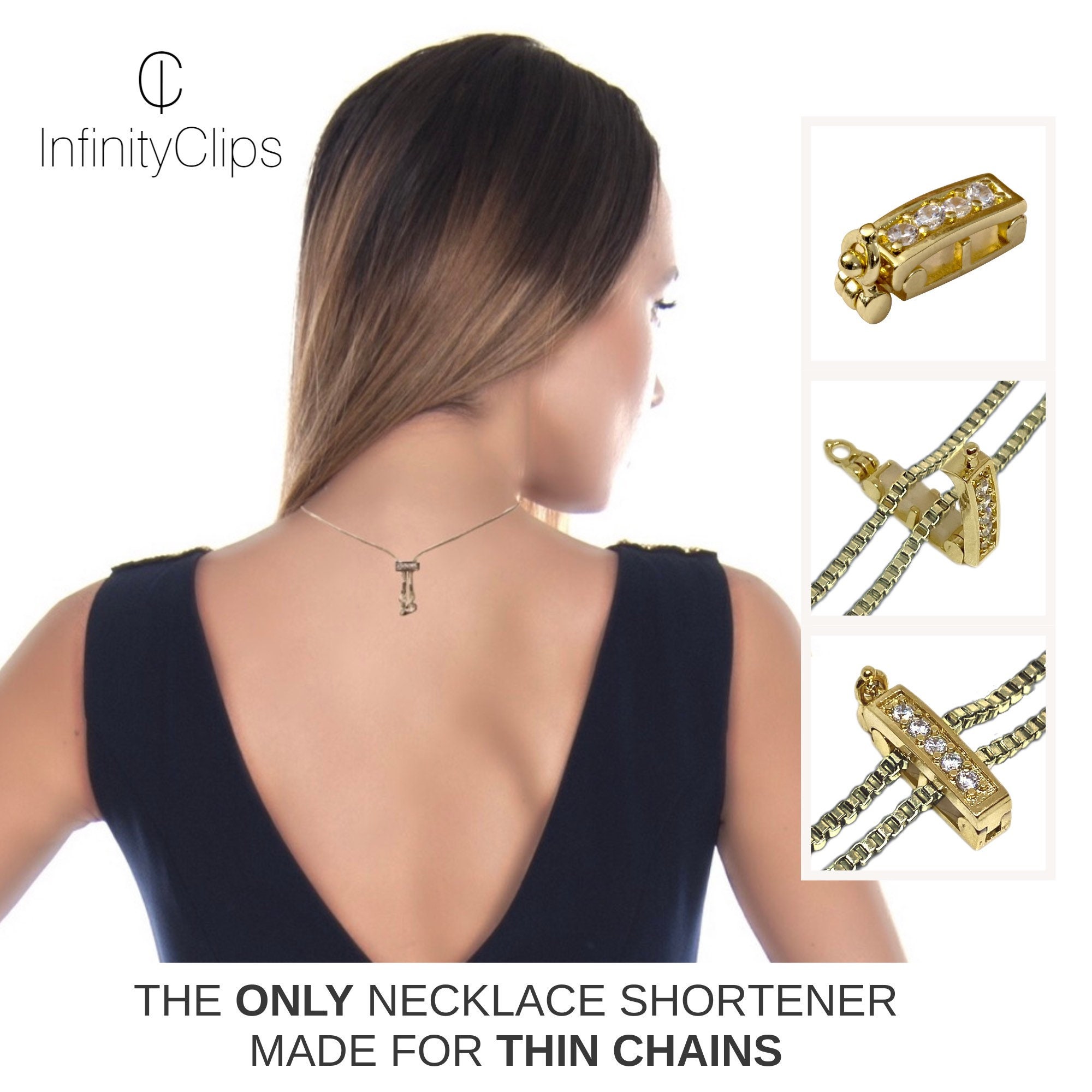 Infinity Clips 3 Piece Small Classic Necklace Shortener Set With Safety  Clasp, Chain Shortener, Clasp for Necklace silver/gold/rose Gold 