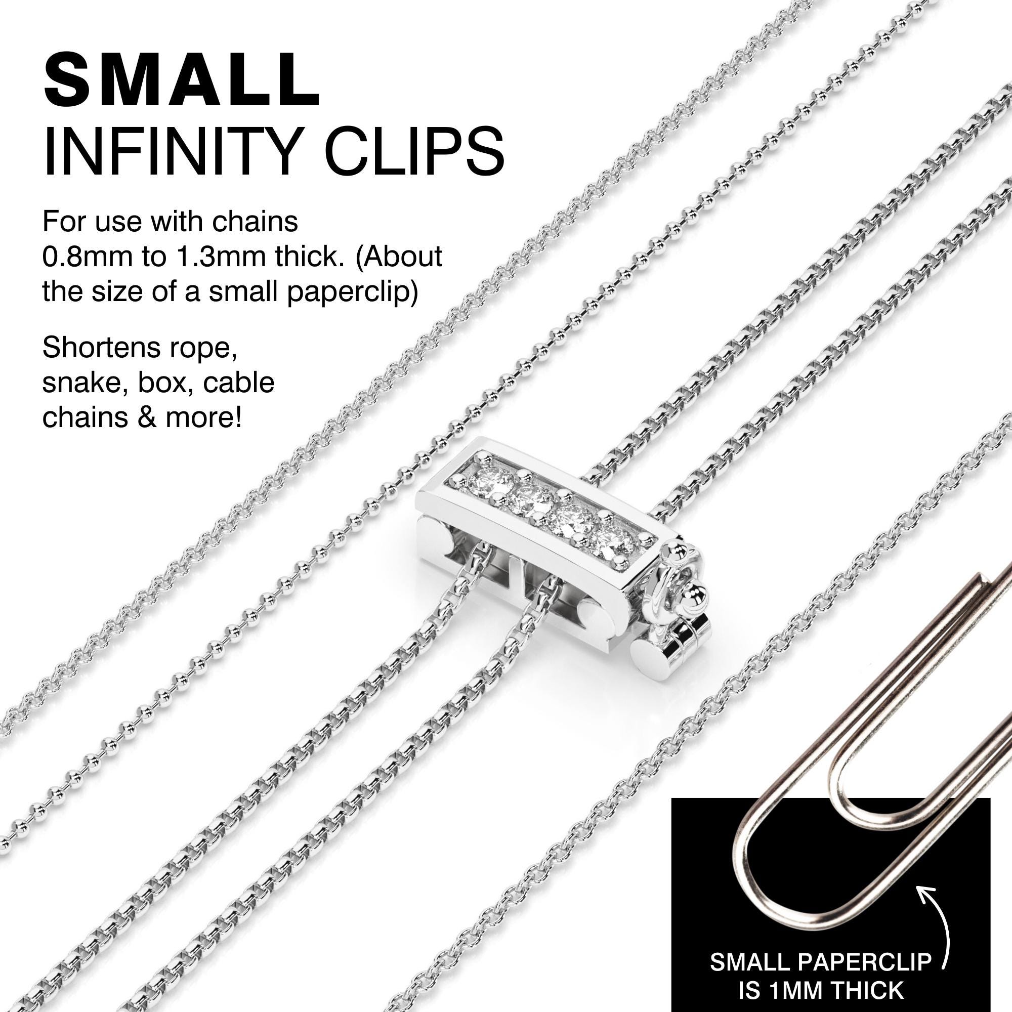 Infinity Clips- Small Classic Silver Necklace Shortener With