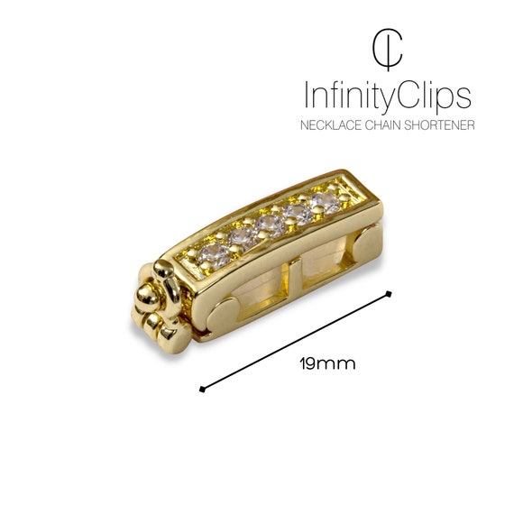 Infinity Clips- Necklace Shortener, Large Gold w/ Security Clasp, Chain Shortener, Clasp for Necklace, Necklace Shorten