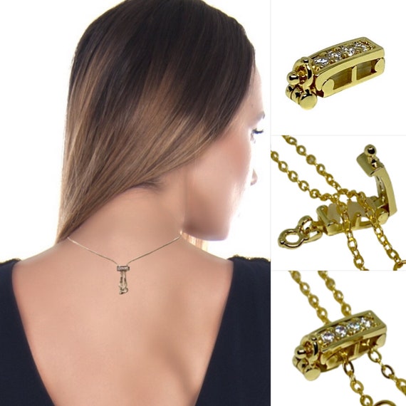 Infinity Clips Small Classic Gold Necklace Shortener With Safety Clasp,  Chain Shortener, Clasp for Necklace 