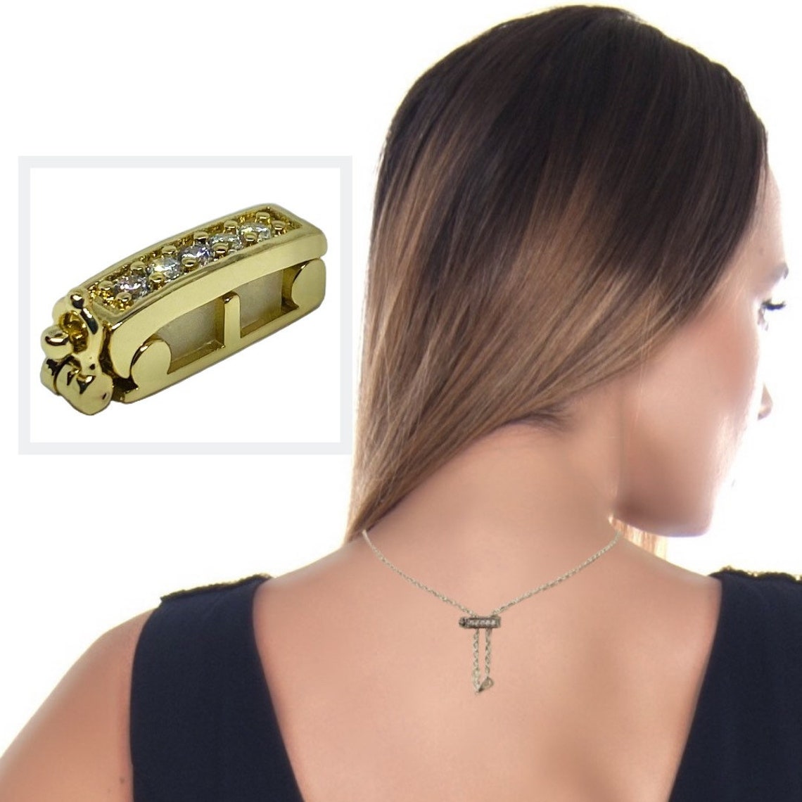 Infinity Clips Necklace Shortener Large Gold w/ Security Etsy