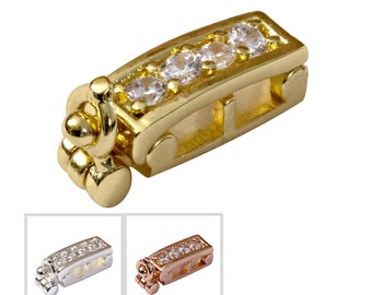 Infinity Clips- Halskettenverkürzer, Kettenverkürzer, Verschluss für Halskette, kleiner klassischer Silber, Gold oder Rosevergoldet Kristall Akzent Clip