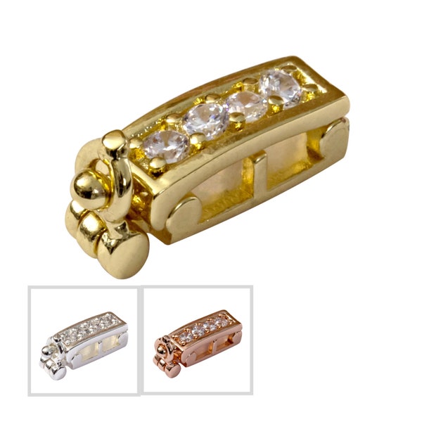 Clips à l'infini - raccourcisseur de collier, raccourcisseur de chaîne, fermoir pour collier, petite agrafe classique en cristal en argent, en or ou en plaqué or rose