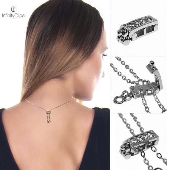 Infinity Clips Small Classic Silver Necklace Shortener With Safety