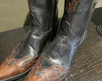 Two Tone Black and Brown Old Gringo Yippee Kiyay Men’s Cowboy Boots size 9 1/2