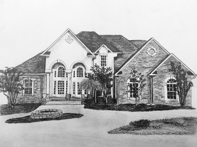 Custom House Drawing From Photo Graphite Pencil Made to - Etsy