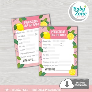 Predictions for the Baby Lemons in Pink Printable Baby Shower Games