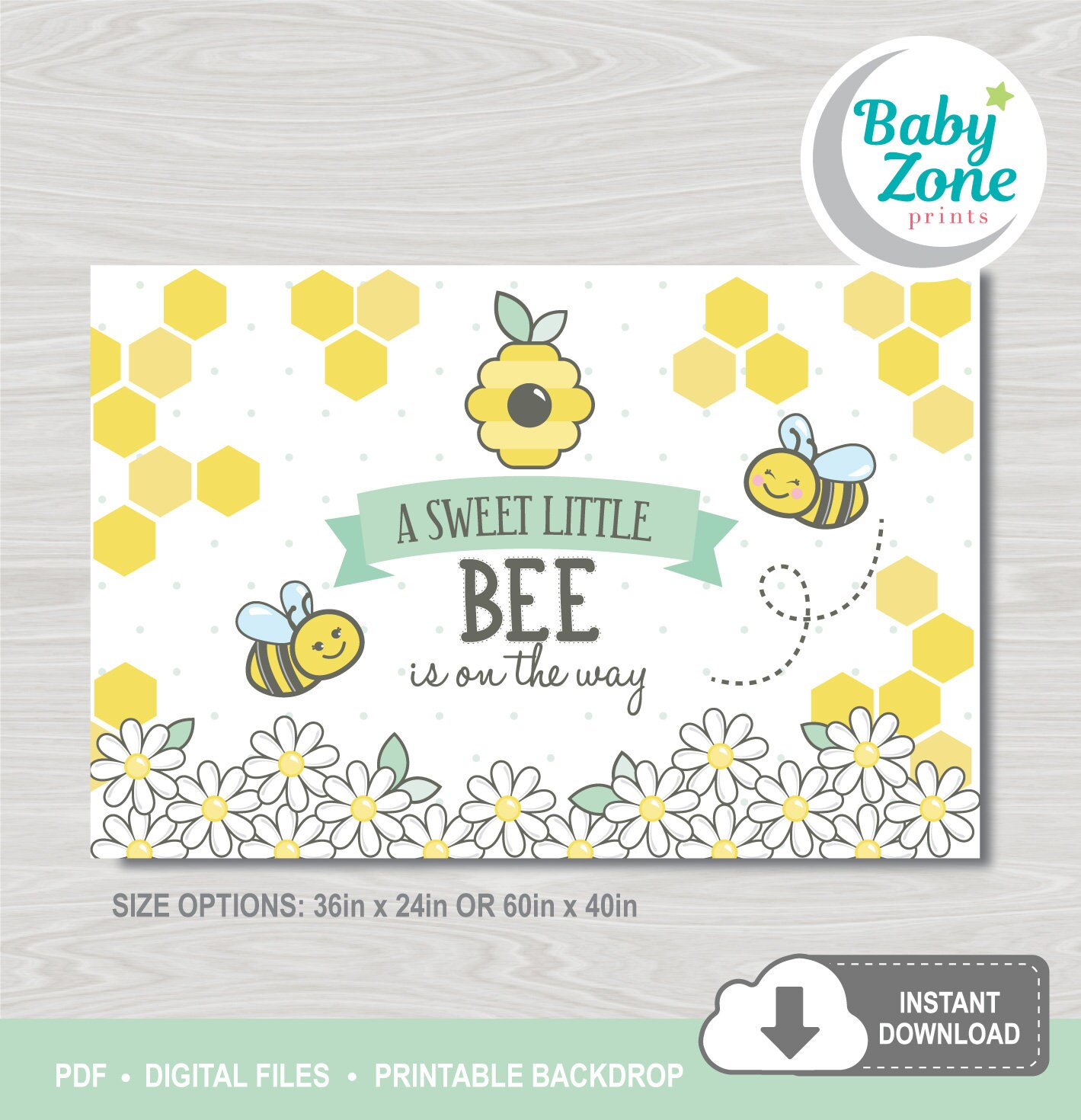 Bumble Bee Printable Backdrop Sweet Banner Baby Shower Decoration - Etsy