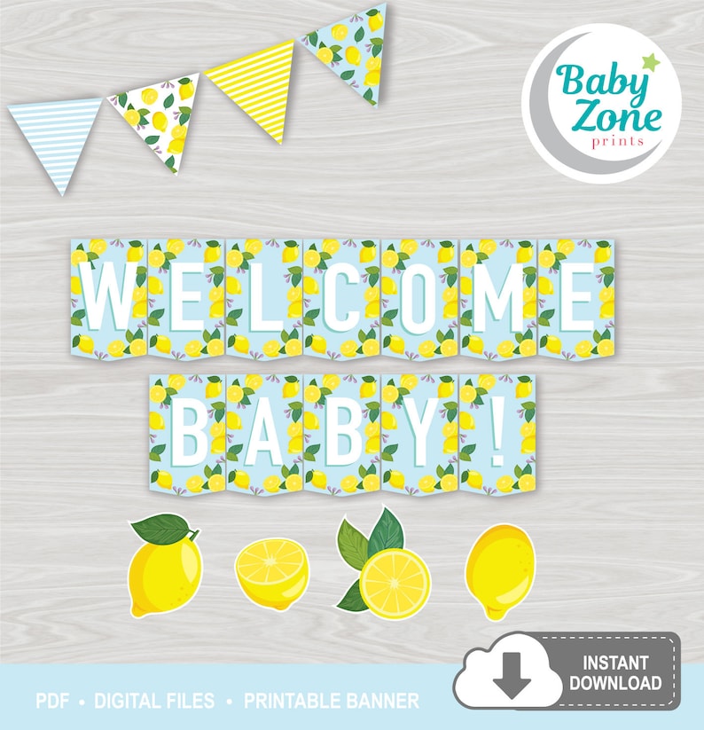 Welcome Baby Baby Lemons and Limes Baby Shower Printable image 0