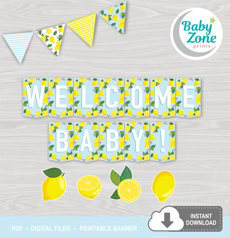 Welcome Baby Baby Lemons and Limes Baby Shower Printable image 0