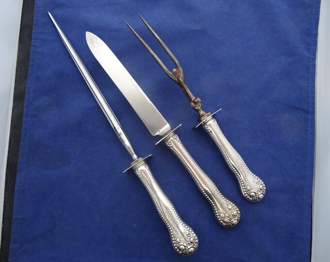 Lancaster Pattern 3 Piece Roast Carving Set by Gorham Sterling Ca 1897 ...