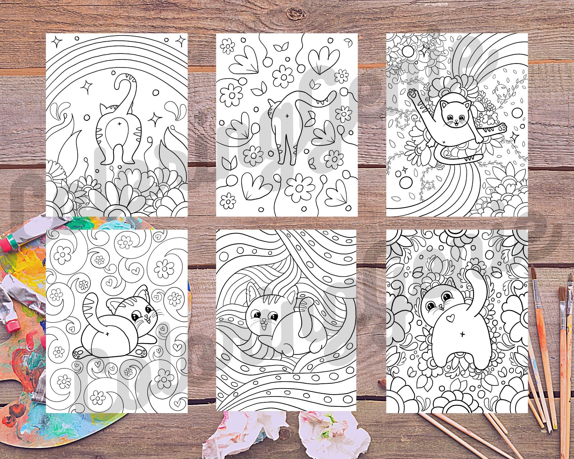 26 Funny and Cute CAT BUTTS Coloring Pages BUNDLE for Kids and Adults ...