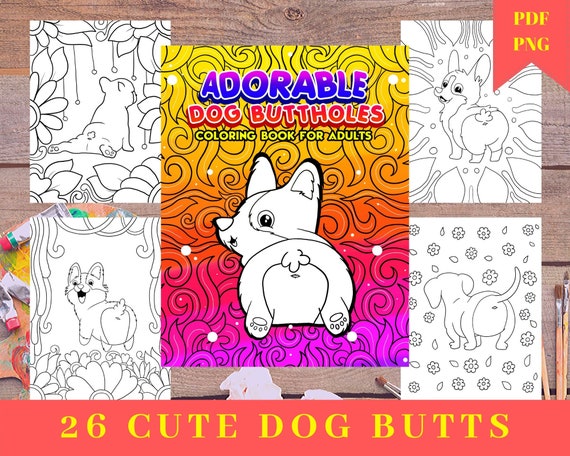 26 Funny and Cute DOG BUTTS Coloring Pages BUNDLE for Kids and | Etsy