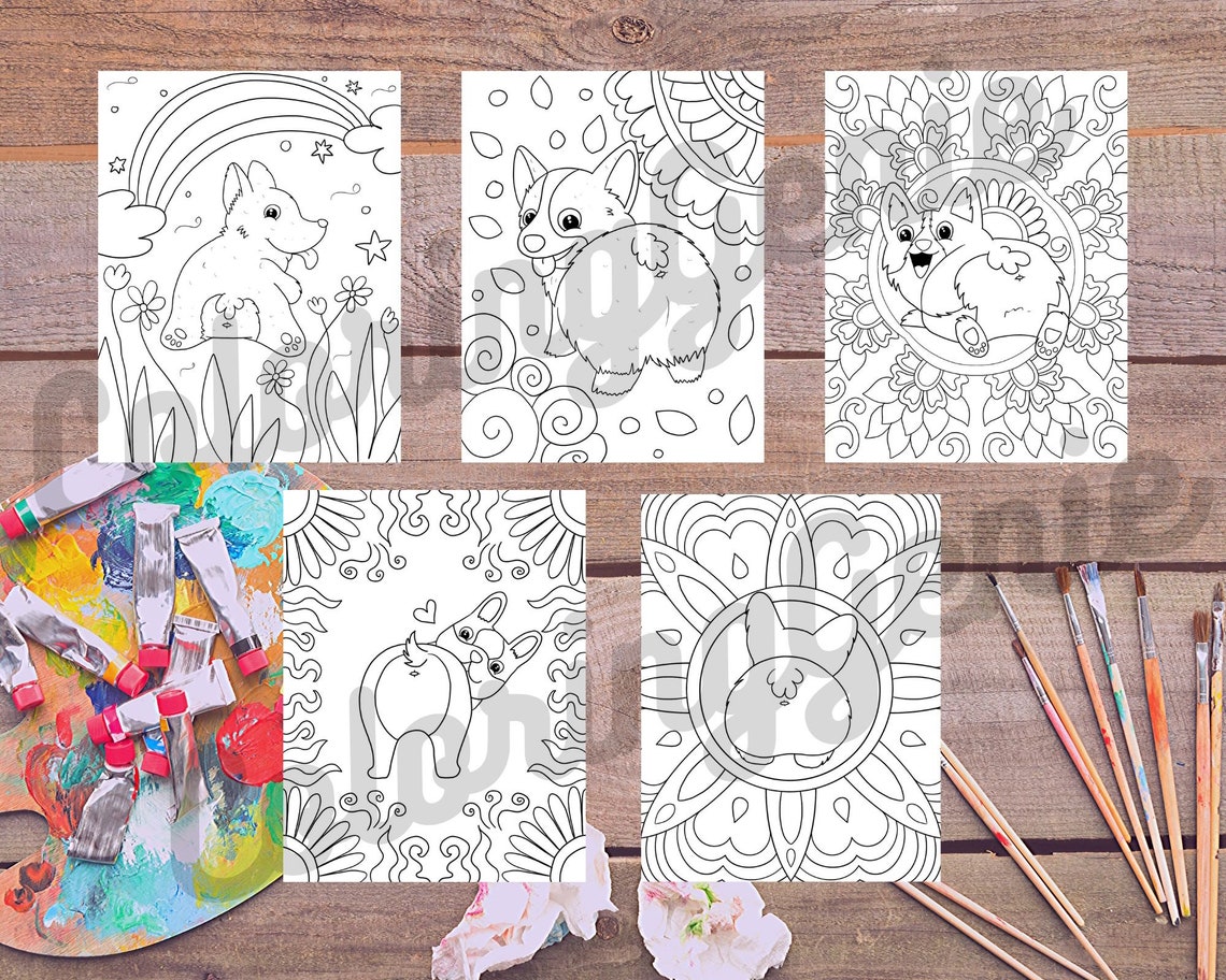 26 Funny and Cute DOG BUTTS Coloring Pages BUNDLE for Kids and Adults ...