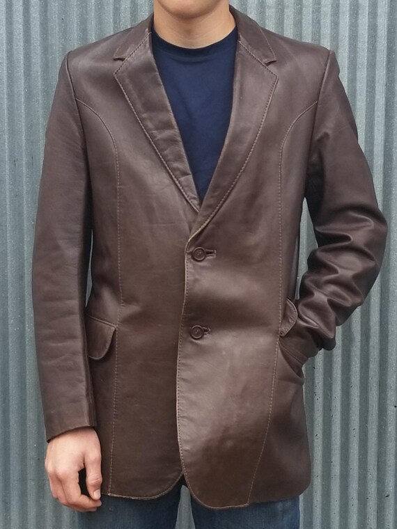 Men's lined leather dress jacket S/M size 38 El Antelope vintage