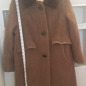 1950s/1960s Fully Lined with Satin Womens Long Wool Coat with Mink Collar