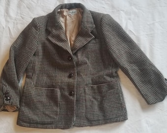 Chaqueta de lana vintage de los años 90, talla 12P, con botones de cuero, LL Bean