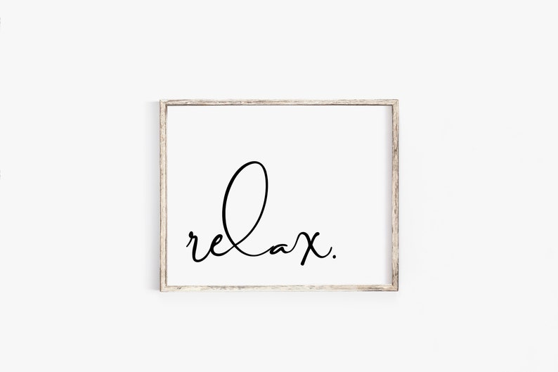 Relax printable wall art. Typography home decor. Meditation | Etsy