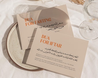 2 cartes Ramadan Dua/Dua pour l'Iftar/Dua pour le jeûne/Lot de 2 cartes 10 x 15 cm/Fête de l'Iftar du ramadan/Dua islamique/art mural du ramadan/impression d'art du ramadan.