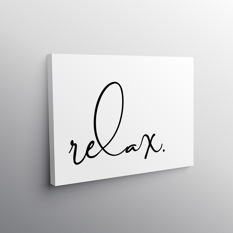 Relax printable wall art. Typography home decor. Meditation | Etsy