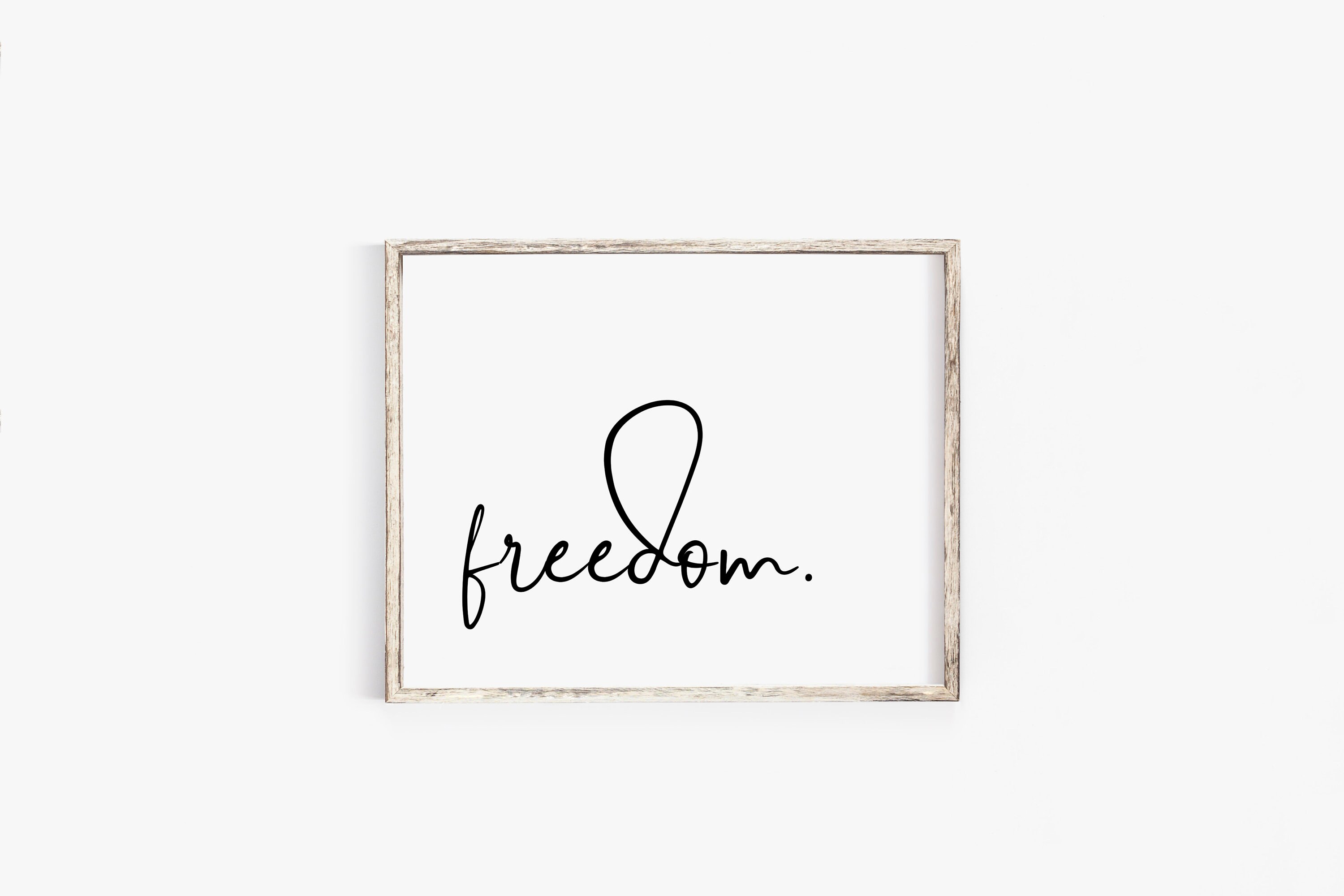 Wall art Freedom minimalist Modern typography. Inspiring home Etsy