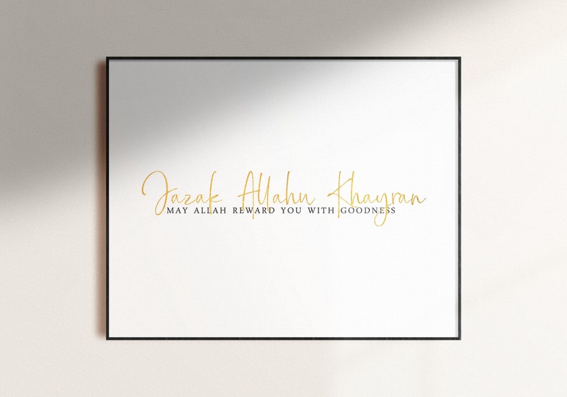 Jazak Allahu Khairan Thank You Gift Card. Islamic Calligraphy Etsy